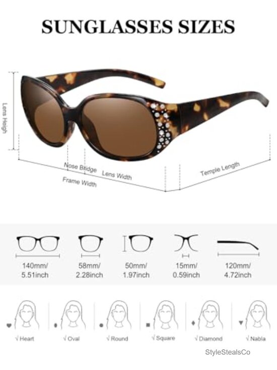 Polarized Wrap Around Sunglasses Rhinestone Bling UV400 Protection 2 Pair main image 6